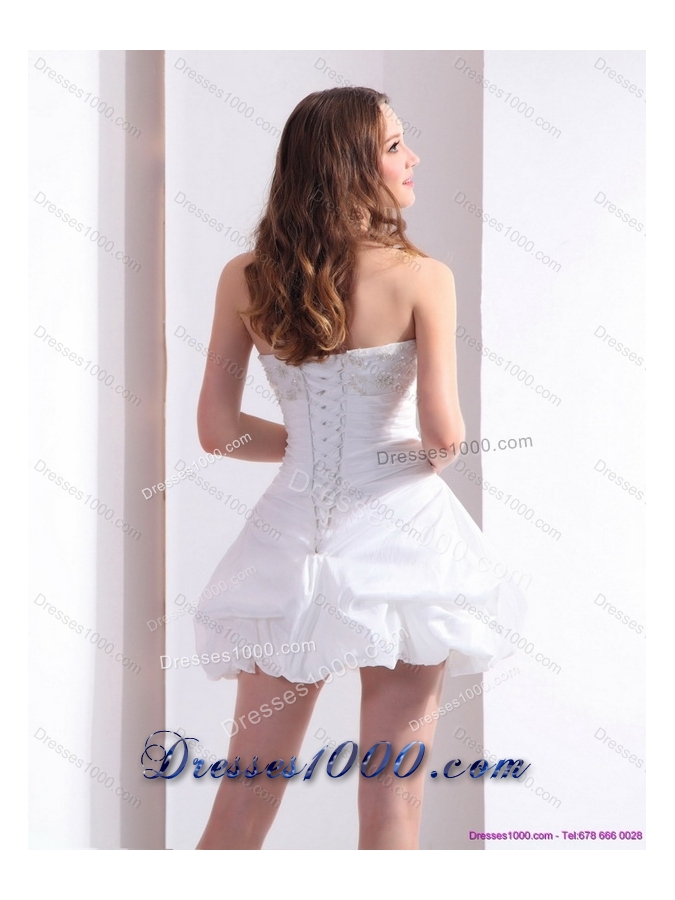 2015 Perfect Strapless Lace Wedding Dress with Mini Length