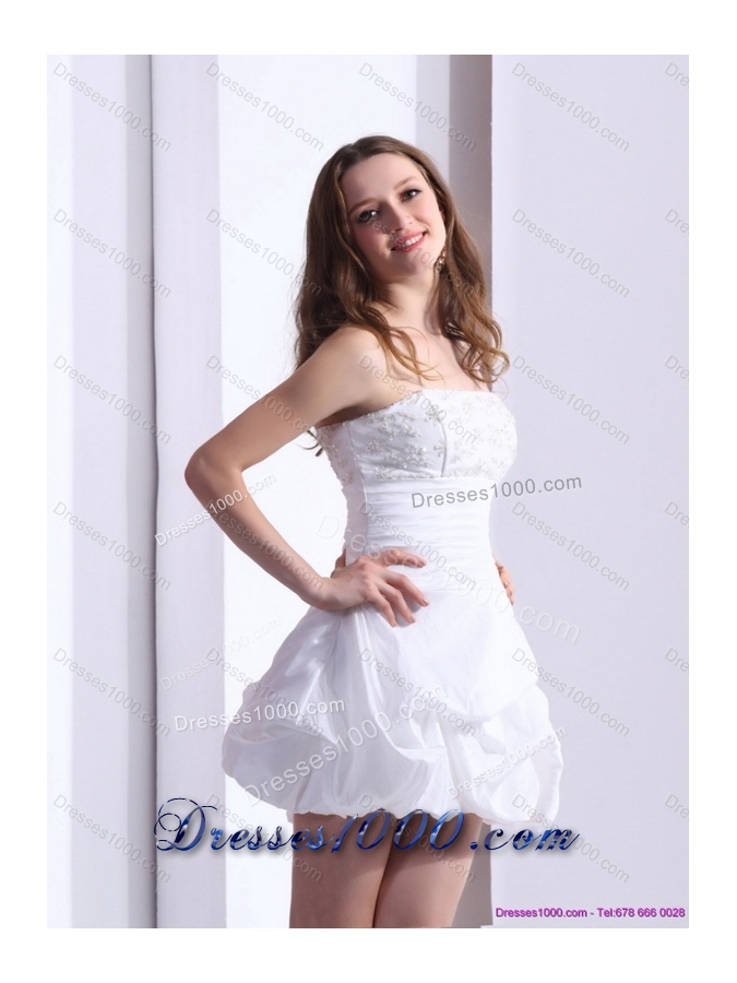 2015 Perfect Strapless Lace Wedding Dress with Mini Length