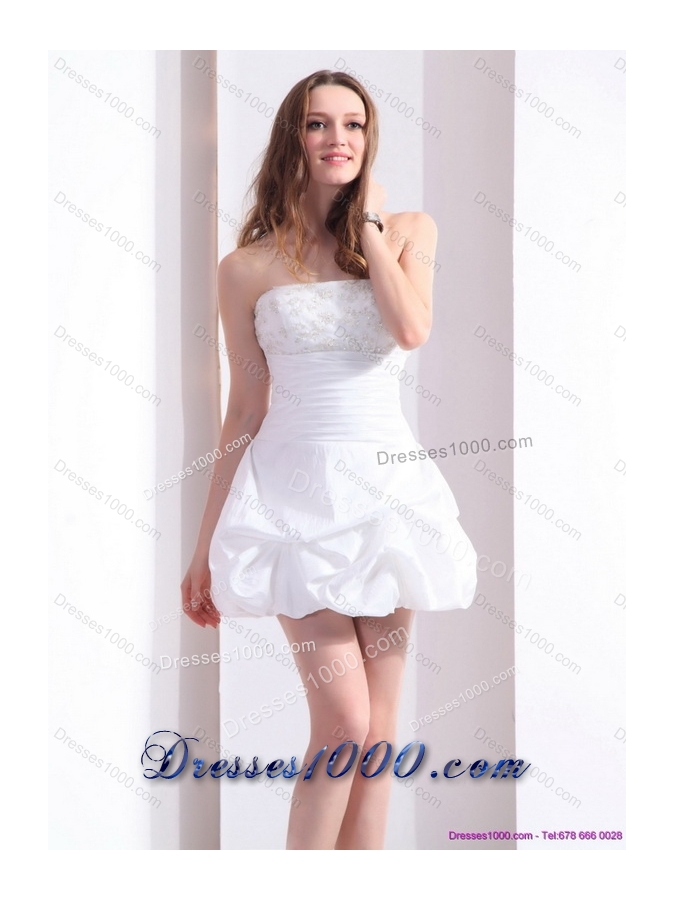 2015 Perfect Strapless Lace Wedding Dress with Mini Length