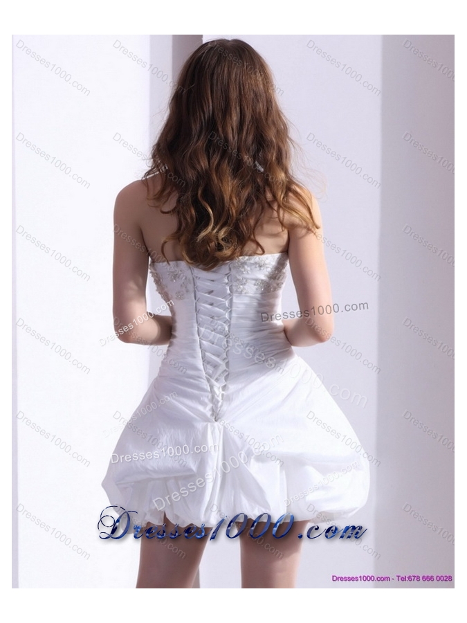 2015 Perfect Strapless Lace Wedding Dress with Mini Length