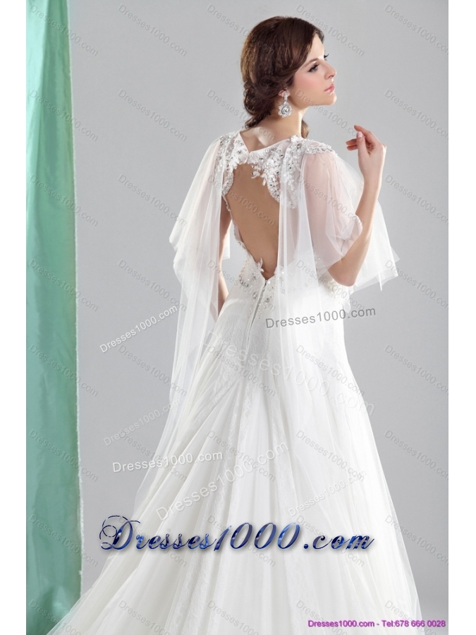 2015 Perfect Straps Wedding Dress with Beading