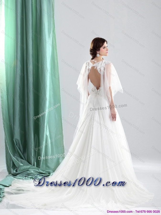 2015 Perfect Straps Wedding Dress with Beading