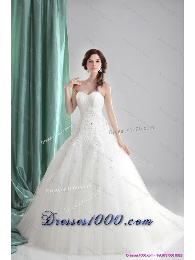 2015 Perfect Sweetheart A Line Wedding Dress with Appliques