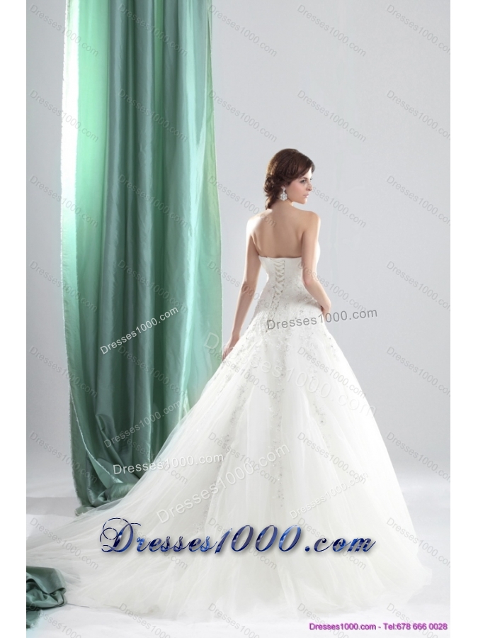 2015 Perfect Sweetheart A Line Wedding Dress with Appliques