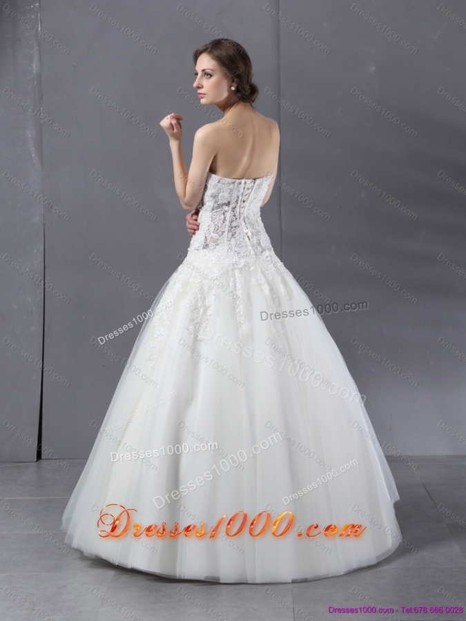 2015 Perfect Sweetheart Lace Wedding Dress with Floor Length