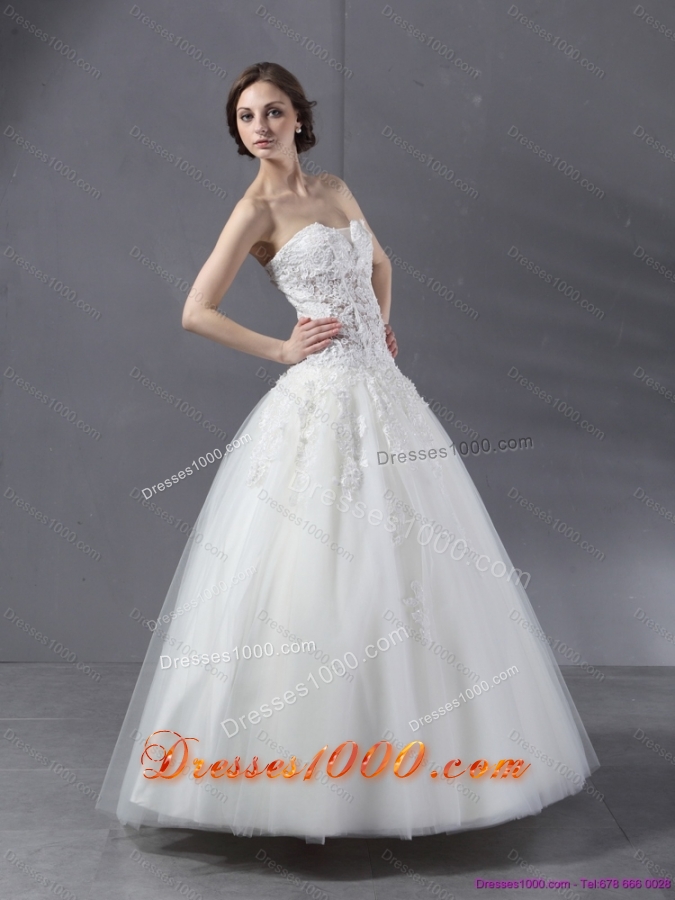 2015 Perfect Sweetheart Lace Wedding Dress with Floor Length
