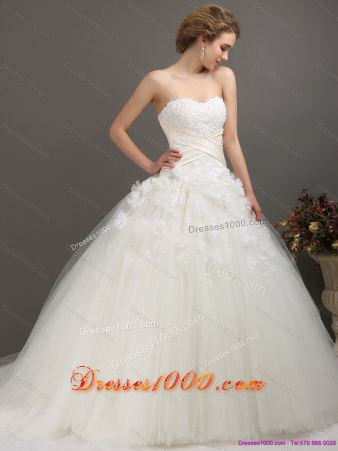 2015 Perfect Sweetheart Wedding Dress with Appliques