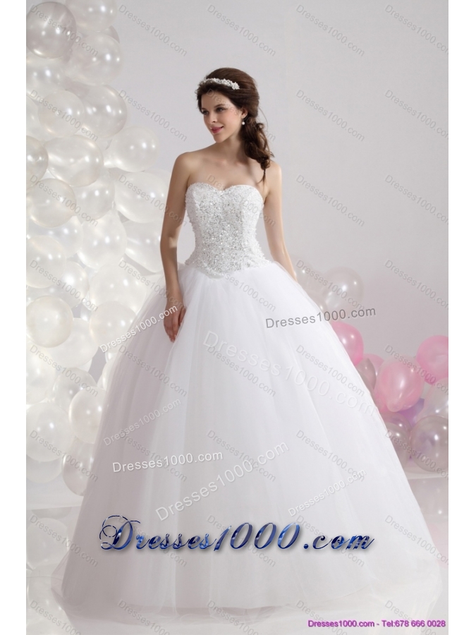 2015 Perfect Sweetheart Wedding Dress with Beading