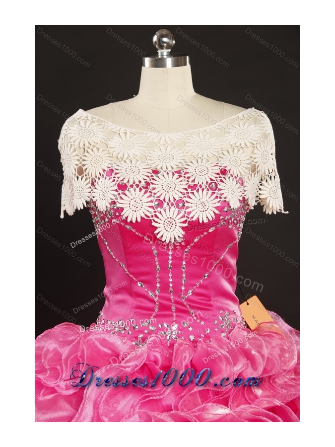 2015 Perfect Sweetheart Wedding Dress with Lace and Ruffles