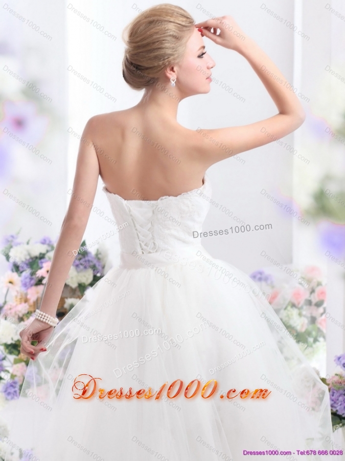 2015 Perfect Sweetheart Wedding Dress with Lace and Sash
