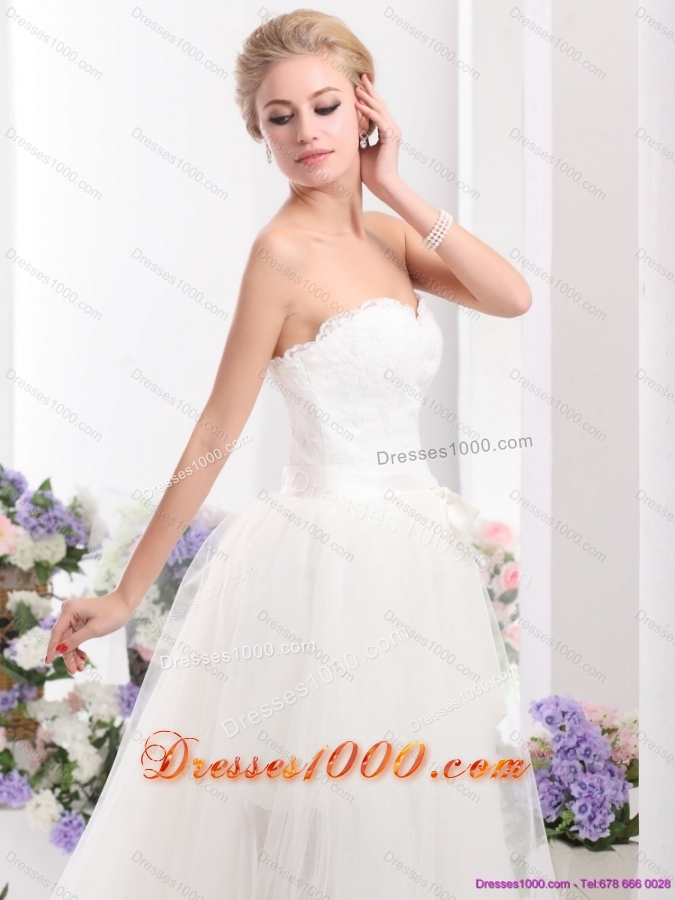 2015 Perfect Sweetheart Wedding Dress with Lace and Sash