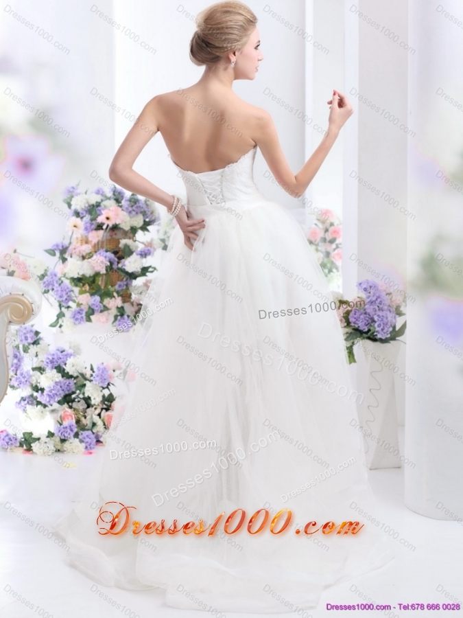 2015 Perfect Sweetheart Wedding Dress with Lace and Sash
