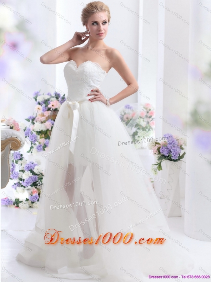 2015 Perfect Sweetheart Wedding Dress with Lace and Sash