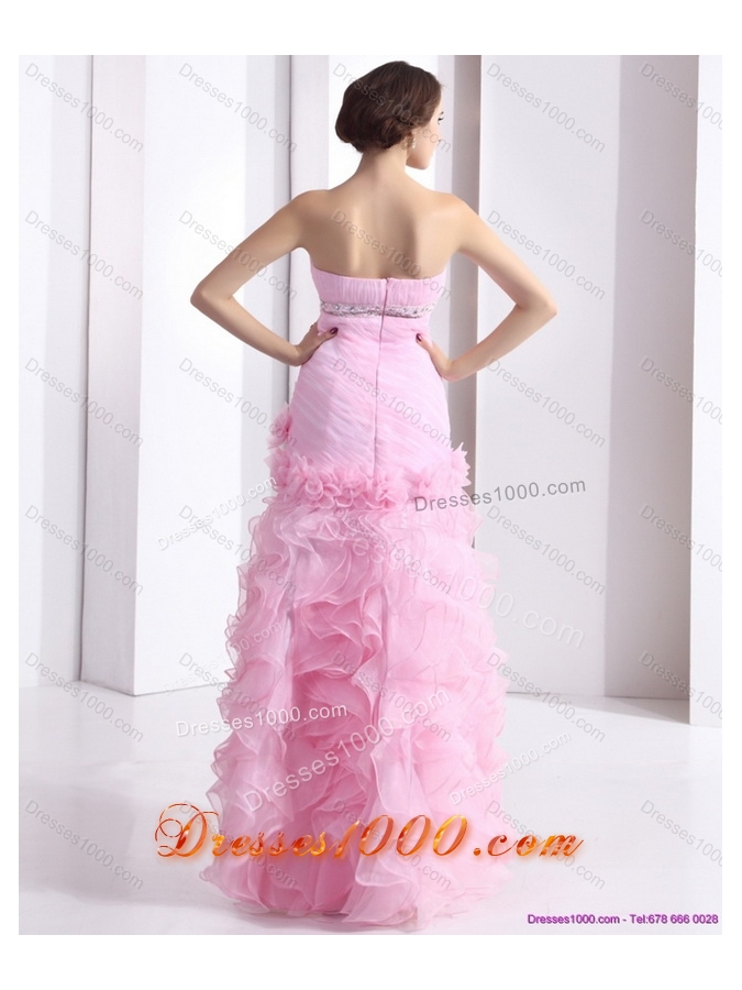 New Style Baby Pink Sweetheart Ruching Wedding Dresses with Ruffles and Beading