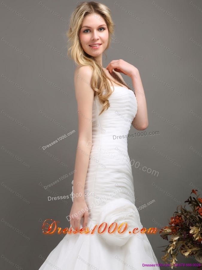 New Style Sweetheart Ruching Wedding Dress with Brush Train for 2015