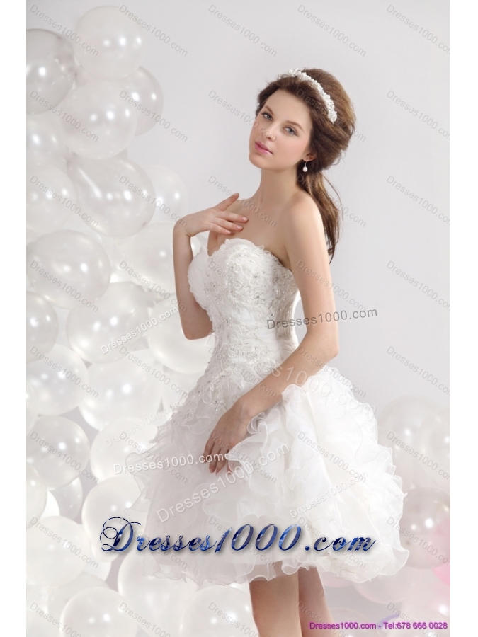 New Style White Sweetheart Wedding Gowns with Ruffles and Sequins