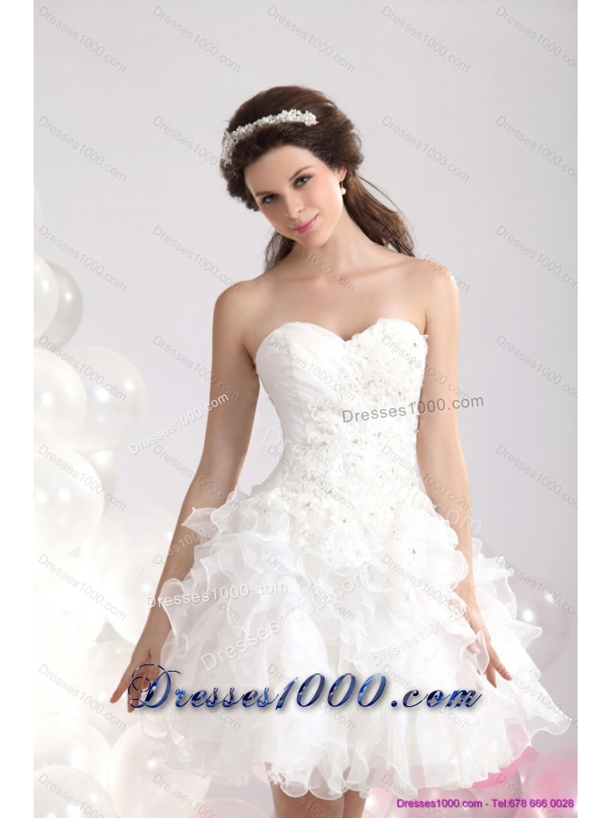 New Style White Sweetheart Wedding Gowns with Ruffles and Sequins