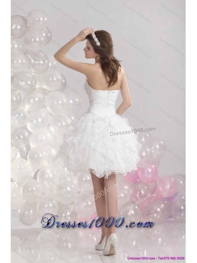 New Style White Sweetheart Wedding Gowns with Ruffles and Sequins