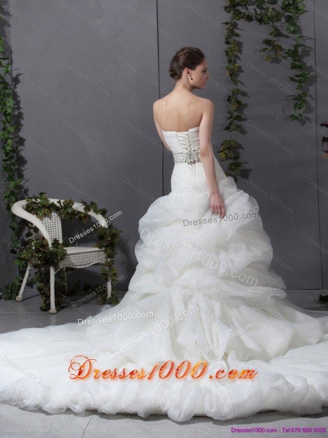 Perfect 2015 Strapless Wedding Dress with Beading and Ruching