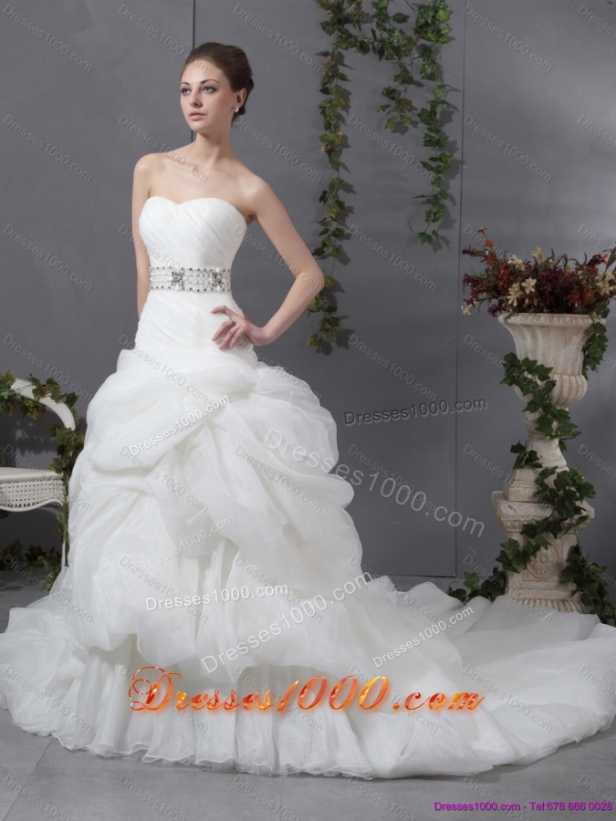 Perfect 2015 Strapless Wedding Dress with Beading and Ruching