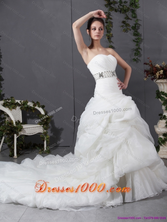 Perfect 2015 Strapless Wedding Dress with Beading and Ruching