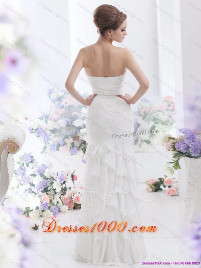 2015 Elegant Sweetheart Wedding Dress with Ruching and Ruffled Layers