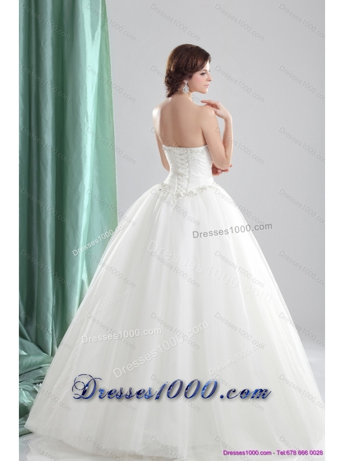 2015 New Style A Line Strapless Wedding Dress with Beading