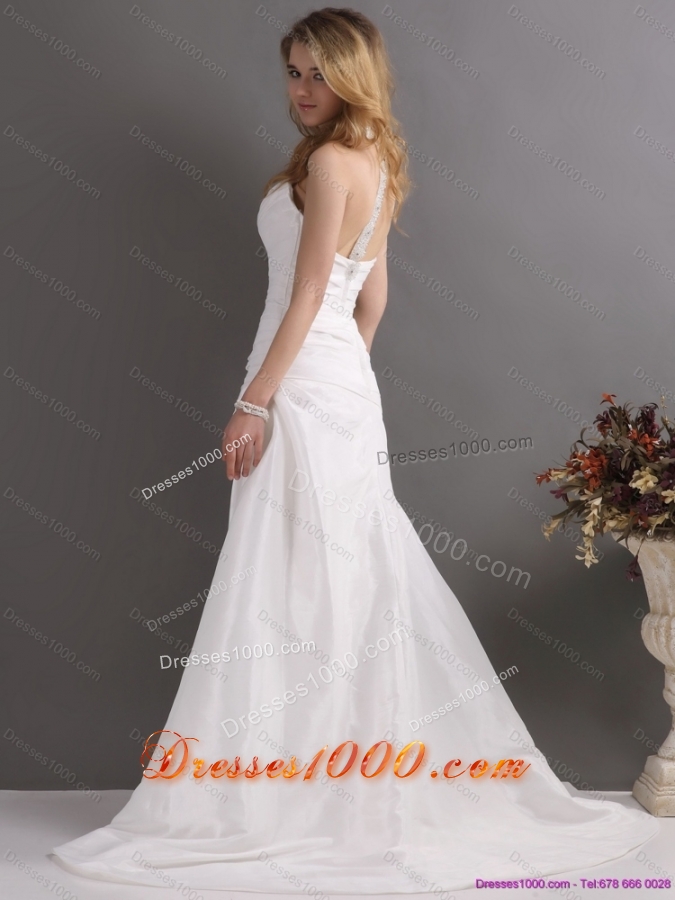 2015 Top Selling Halter Top Wedding Dress with Beading and Ruching