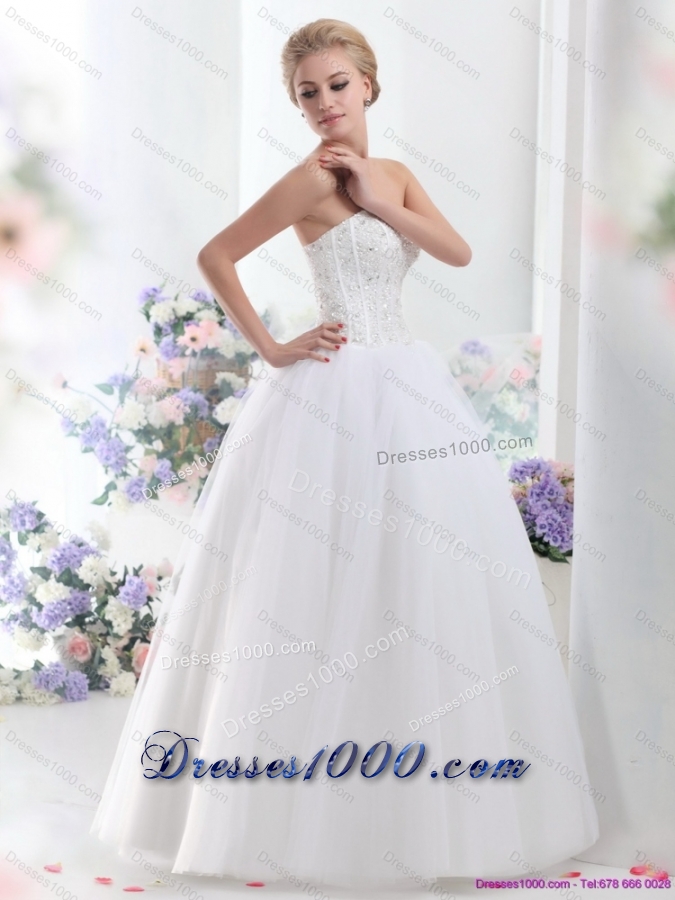 2015 Top Selling Sweetheart A Line Wedding Dress with Beading