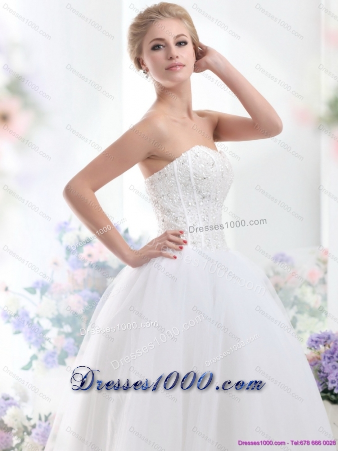 2015 Top Selling Sweetheart A Line Wedding Dress with Beading