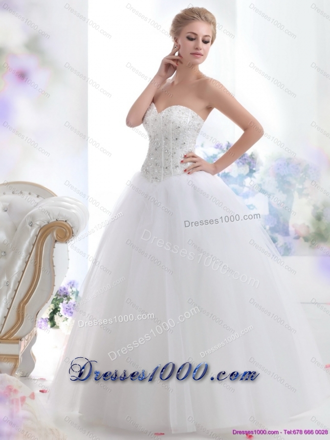 2015 Top Selling Sweetheart A Line Wedding Dress with Beading