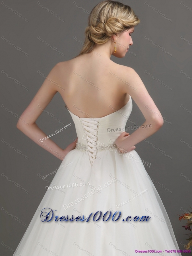 2015 Top Selling Sweetheart Wedding Dress with Beading and Ruching
