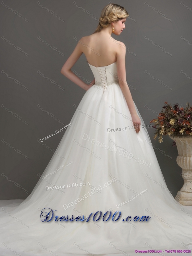 2015 Top Selling Sweetheart Wedding Dress with Beading and Ruching