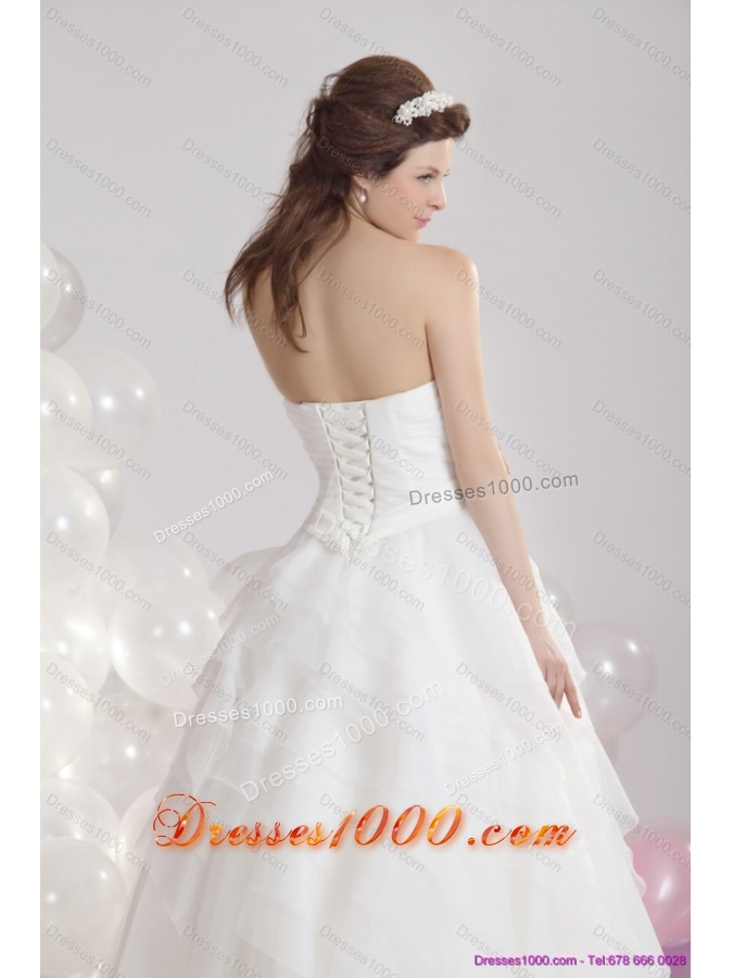 2015 Top Selling Sweetheart Wedding Dress with Paillette and Ruching