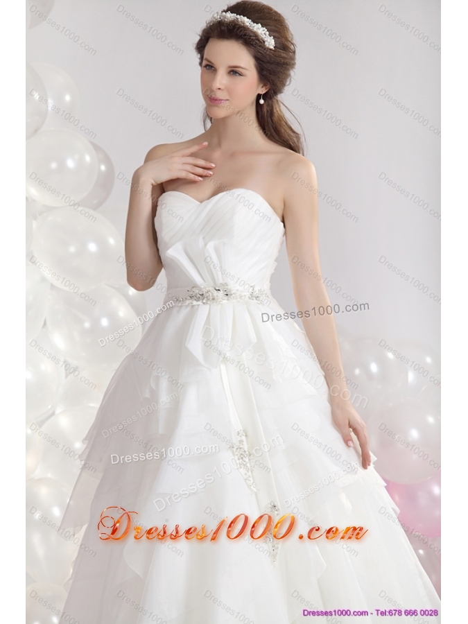 2015 Top Selling Sweetheart Wedding Dress with Paillette and Ruching
