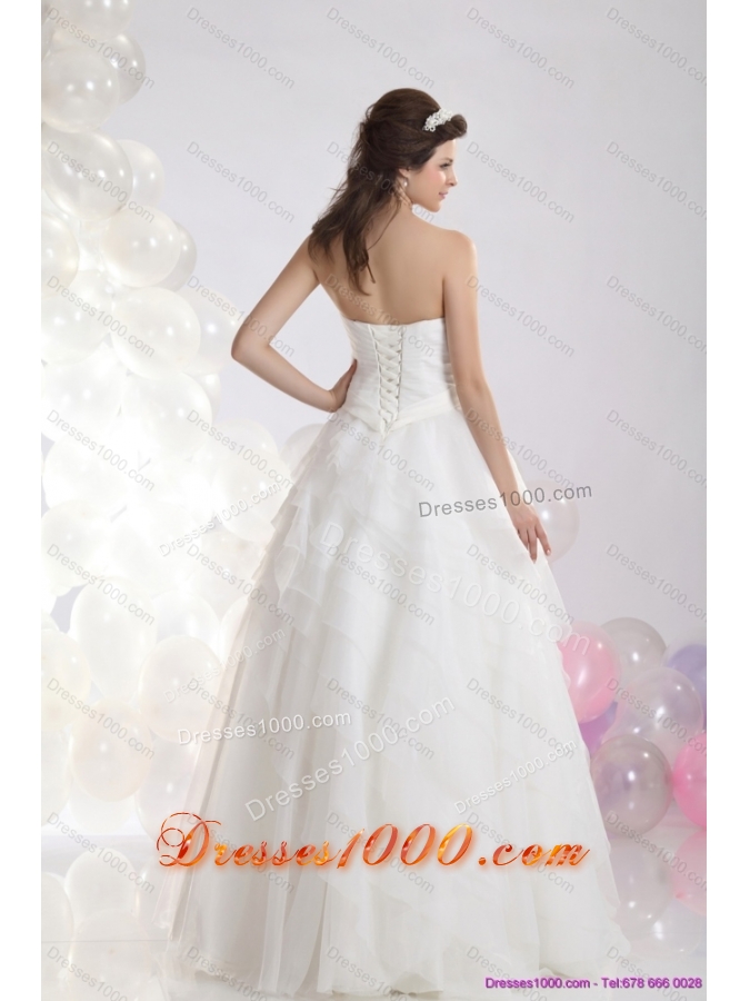 2015 Top Selling Sweetheart Wedding Dress with Paillette and Ruching