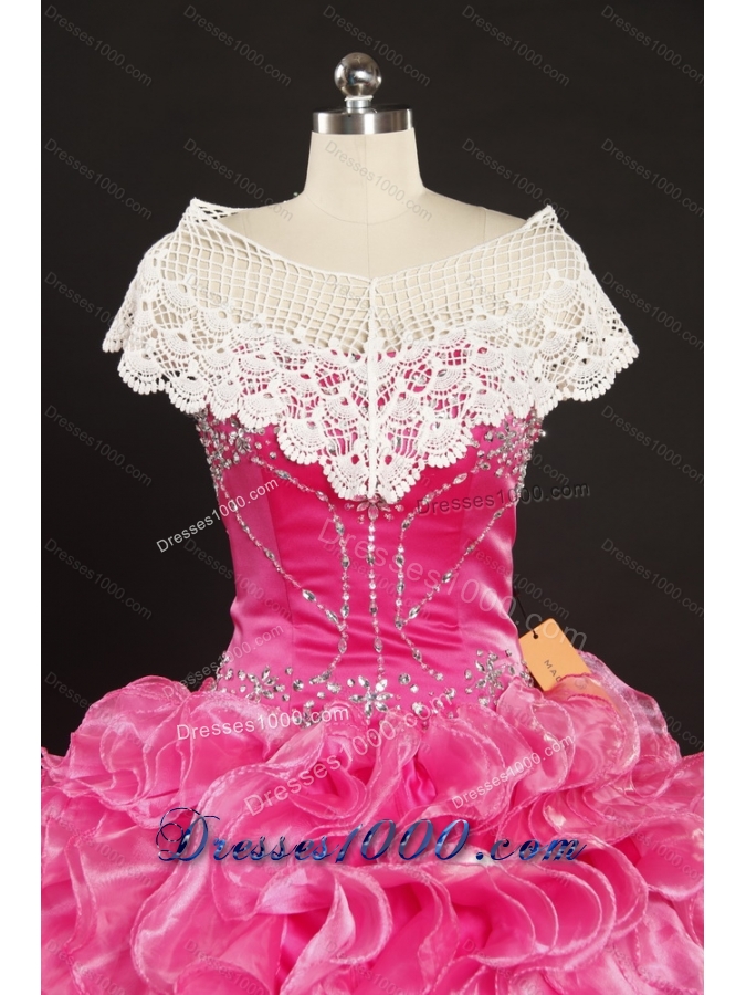 2015 Top Selling Wedding Dress with Beading and Ruffled Layers