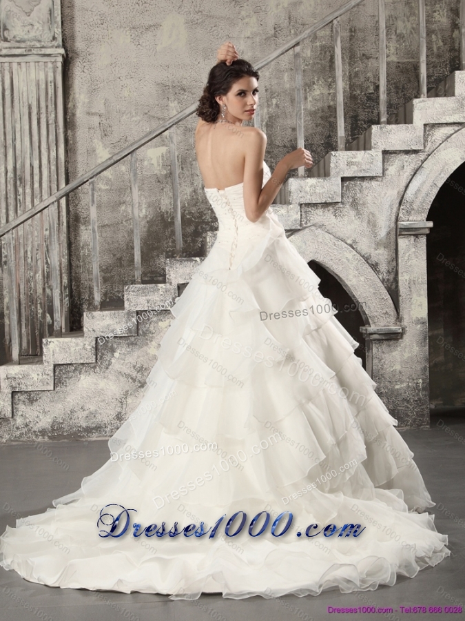 2015 Top Selling Wedding Dress with Beading and Ruffled Layers