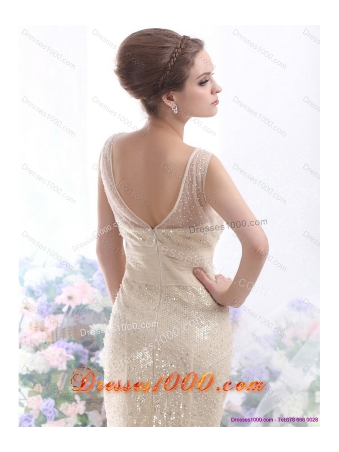 Top Selling 2015 Beteau Champagne Wedding Dress with Sequins