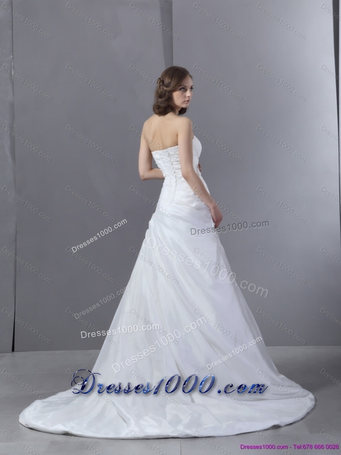 Top Selling 2015 Sweetheart Appliques and Ruching Wedding Dress