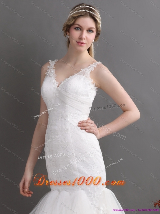 Top Selling Mermaid Wedding Dress with Lace and Ruffles for 2015