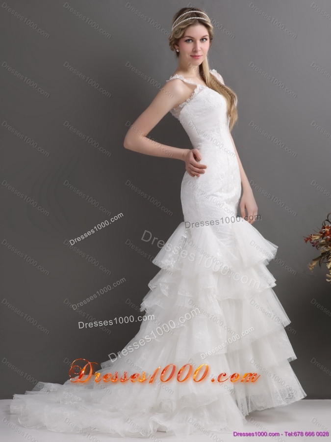 Top Selling Mermaid Wedding Dress with Lace and Ruffles for 2015