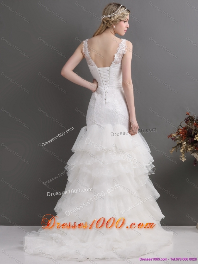 Top Selling Mermaid Wedding Dress with Lace and Ruffles for 2015