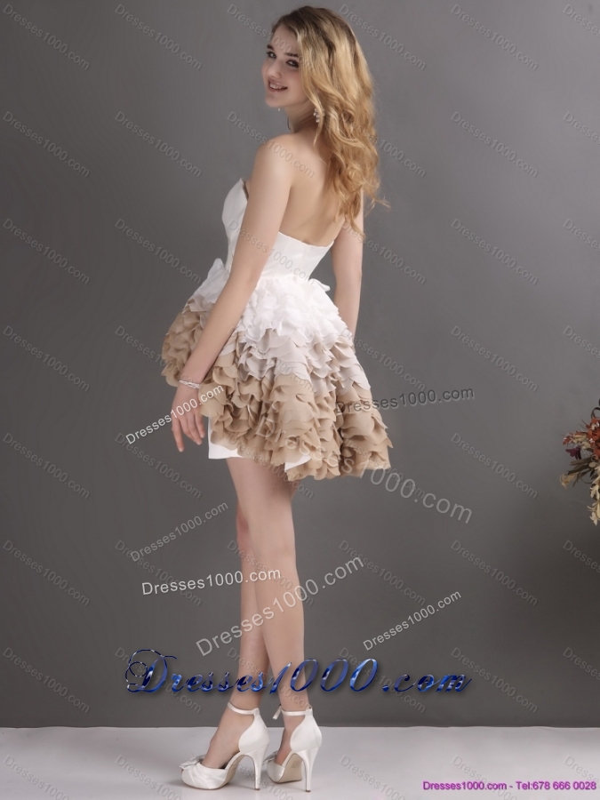 2015 Perfect Pleated Sweetheart WhiteBridal Gowns with Ruffles