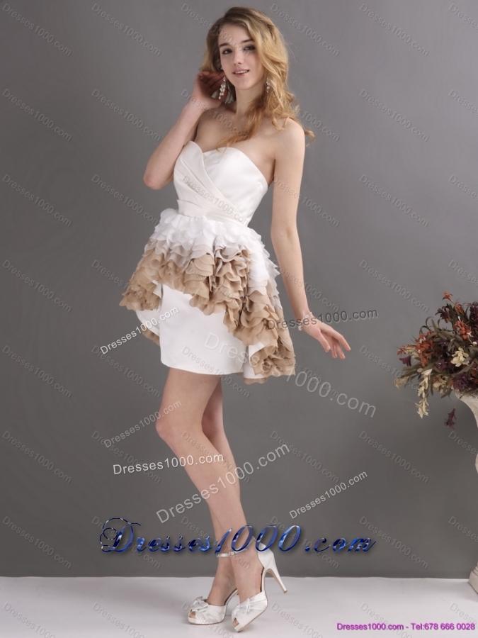 2015 Perfect Pleated Sweetheart WhiteBridal Gowns with Ruffles