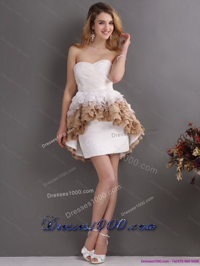 2015 Perfect Pleated Sweetheart WhiteBridal Gowns with Ruffles