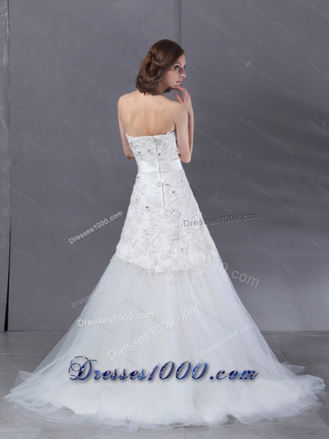 2015 Popular White Strapless Wedding Dresses with Sequins and Brush Train