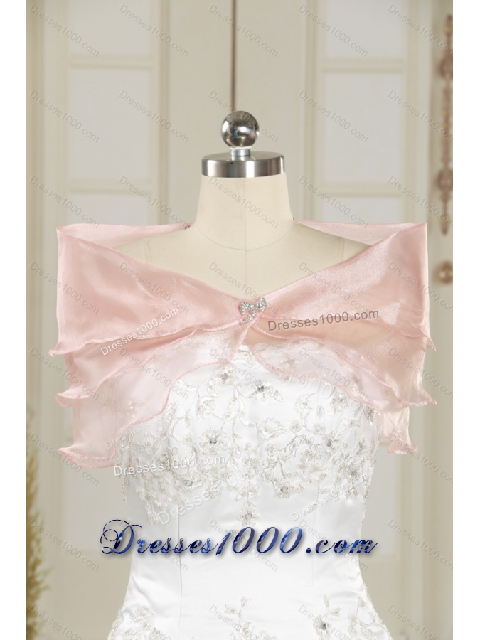 Ruching 2015 High Low Beaded Wedding Gowns in White and Lilac