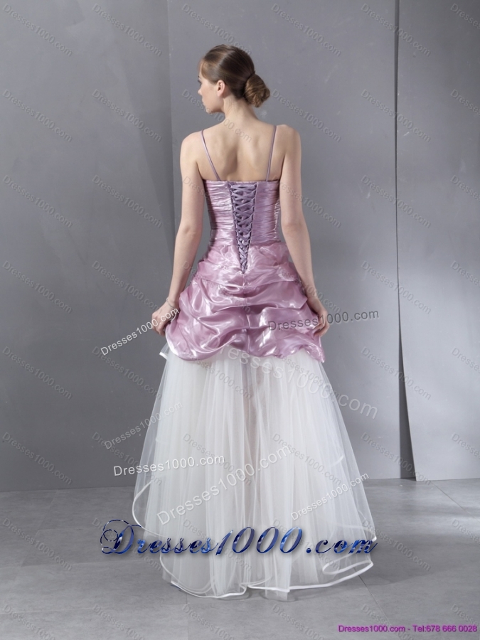 Ruching 2015 High Low Beaded Wedding Gowns in White and Lilac