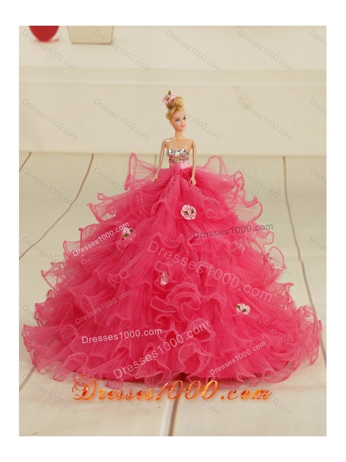 2015 Gorgeous Hot Pink Sweet Sixteen Dresses with Rhinestones